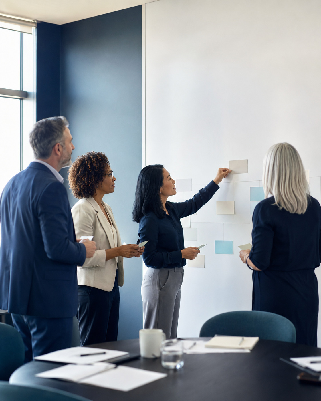 Dirigeants d'entreprise examinant un flux de travail d'achats